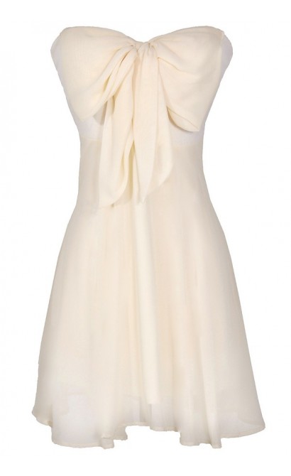 Oversized Bow Chiffon Dress in Ivory